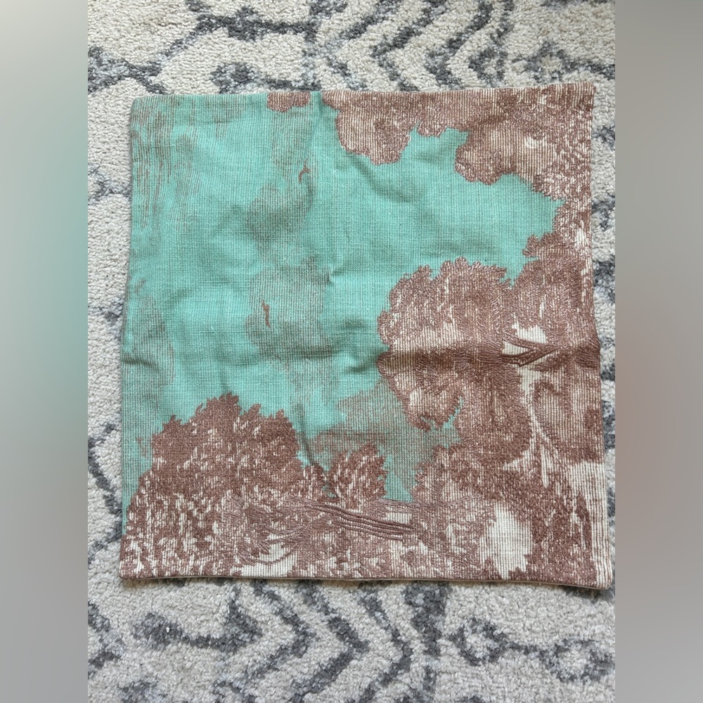 West Elm Turquoise and Earth-Toned Accent Pillow Case 18” by 18” NWT